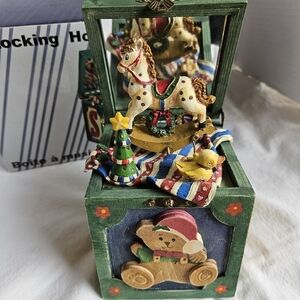 Vintage Christmas-themed Rocking Horse Music Box